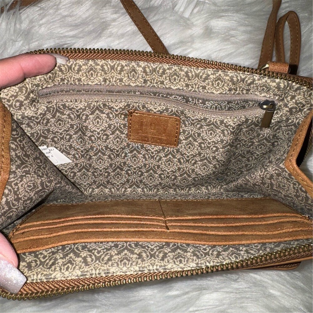 Joy‎ Susan Brushed Crossbody Convertible Wristlet Suede Vegan Leather Brown - Picture 5 of 11